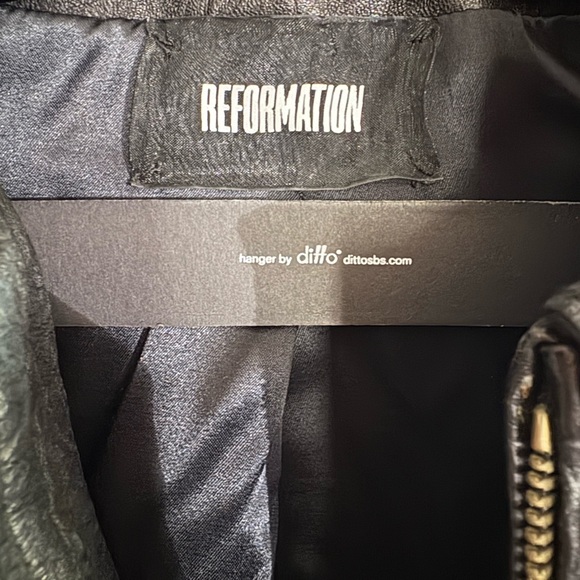 Reformation Black Leather Zip Front Jacket - Picture 3 of 10